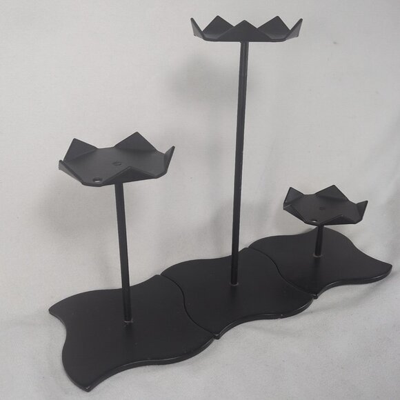 Partylite 3 Set Windswept Base P0100 Black Metal Votive Candle Holders Twisted - Picture 3 of 12